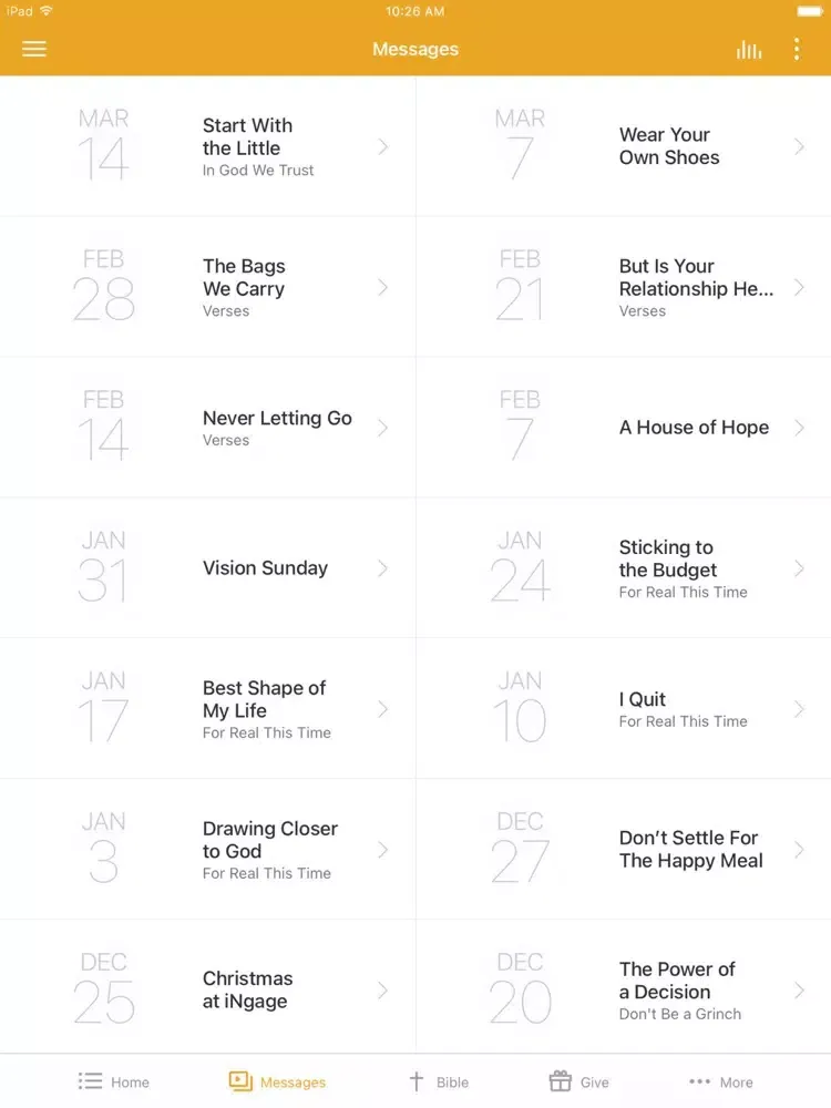 ภาพหน้าจอของ iNgage Community Church iPad