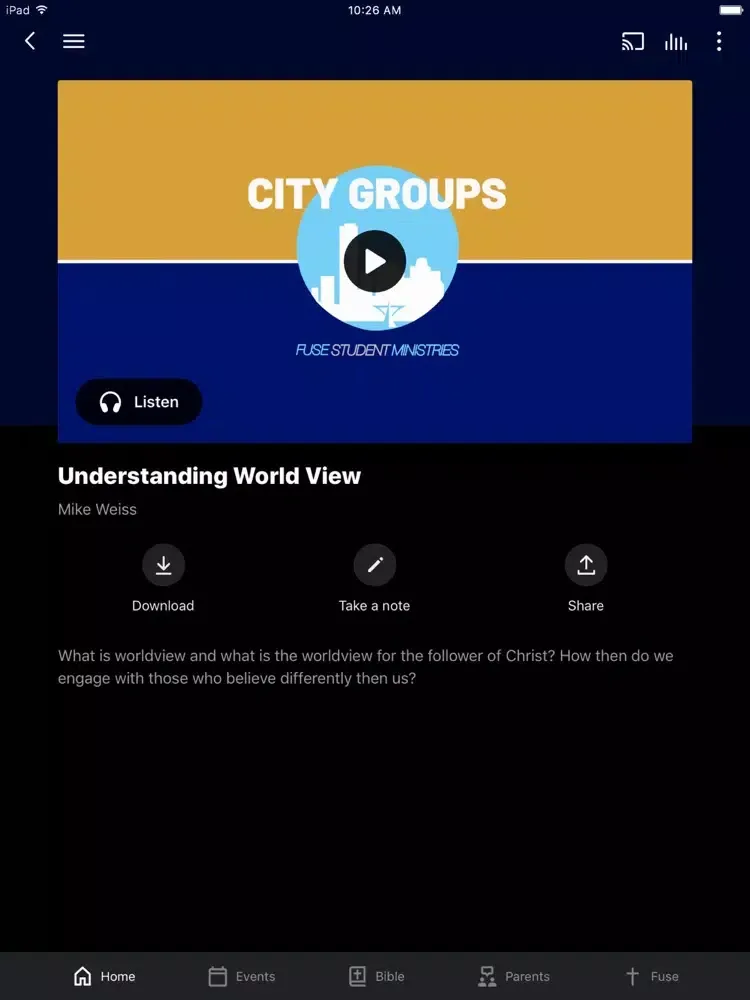 Скриншоты Fuse Student Ministries iPad 
