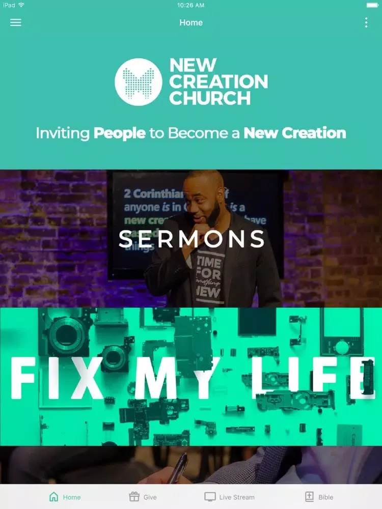 The New Creation Church App iPad  Screenshots