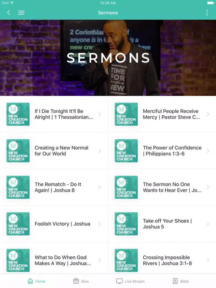 The New Creation Church App iPad  Screenshots