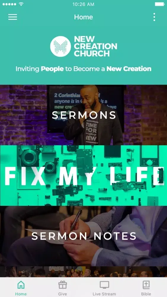 The New Creation Church App Screenshots