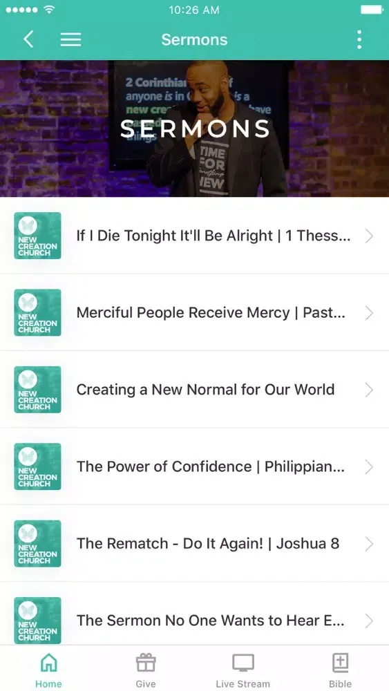 The New Creation Church App Screenshots