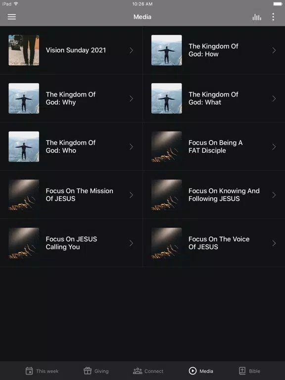 Tangkapan skrin Reconnect Christian iPad 