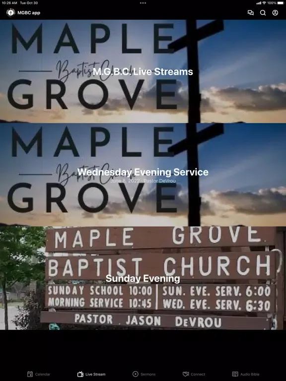 ภาพหน้าจอของ Maple Grove Baptist Church iPad 