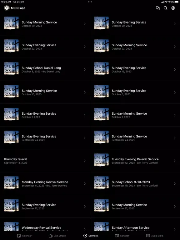 ภาพหน้าจอของ Maple Grove Baptist Church iPad 