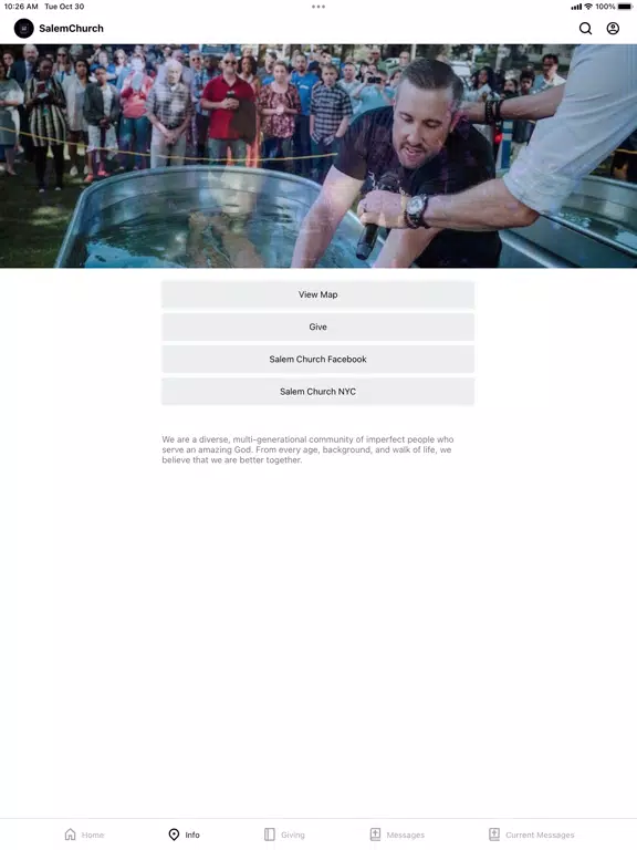 Ảnh chụp màn hình của Salem Church iPad 