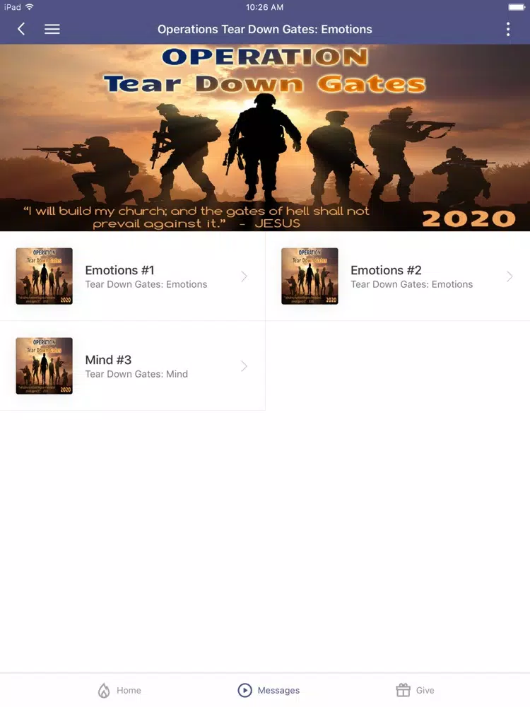 Tangkapan layar Bible Baptist Church York iPad 