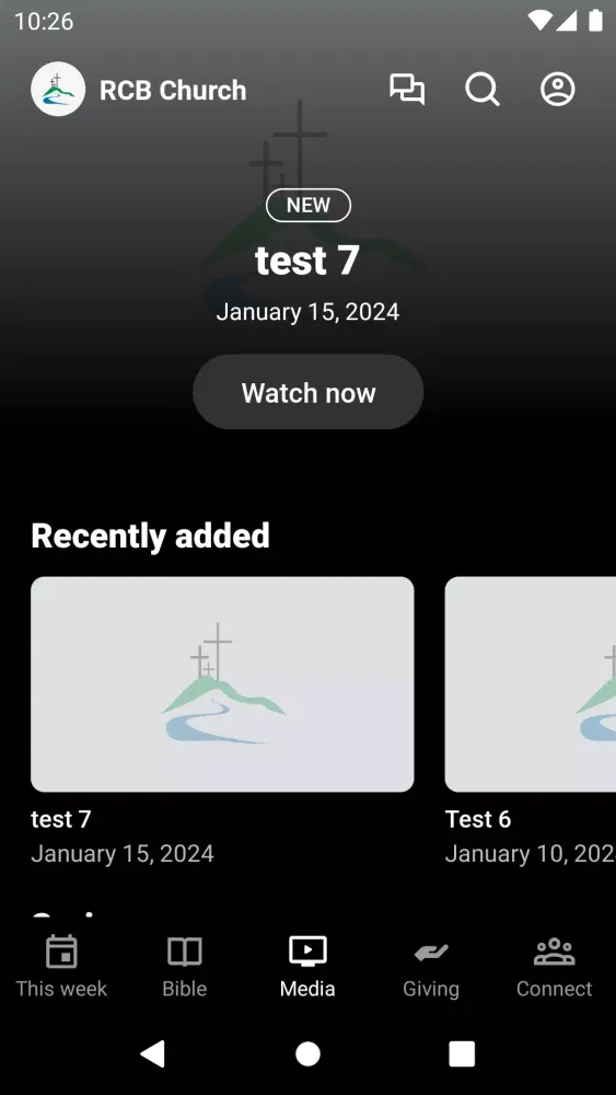 Tangkapan skrin RCB Church App