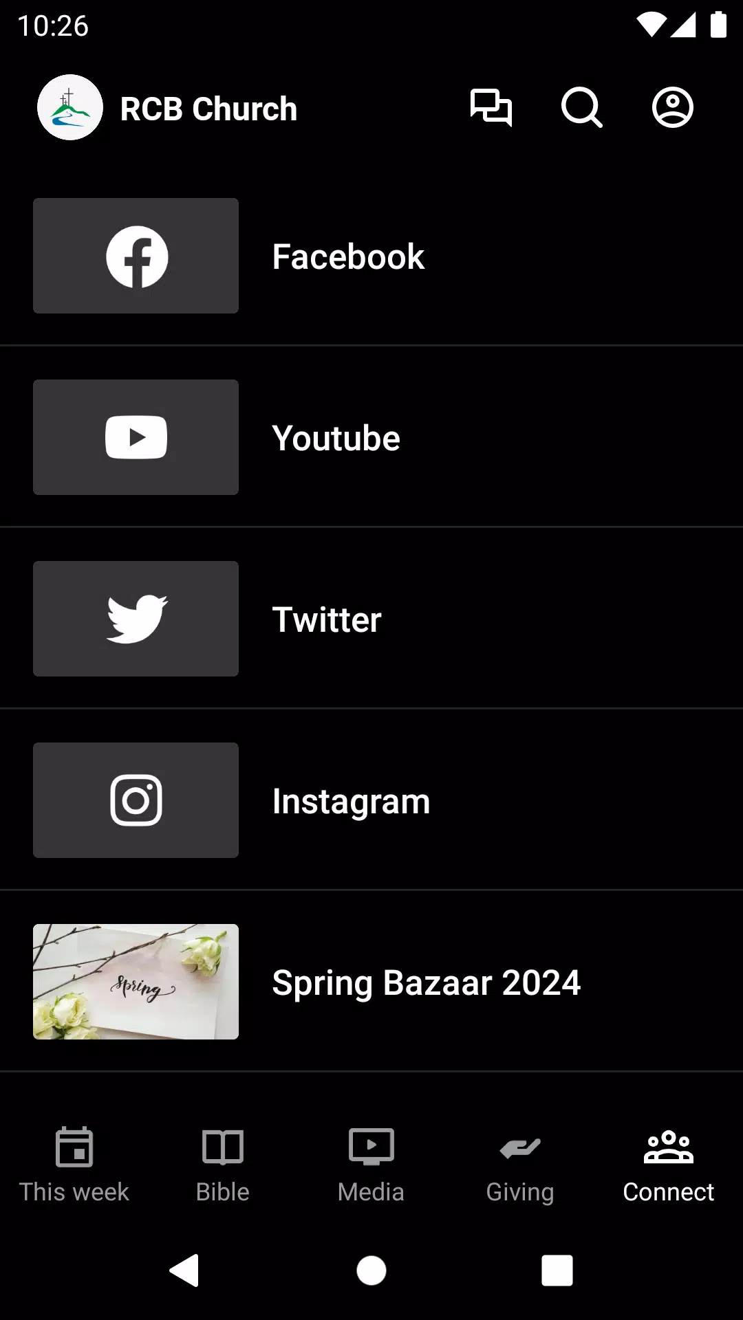 RCB Church App Screenshots