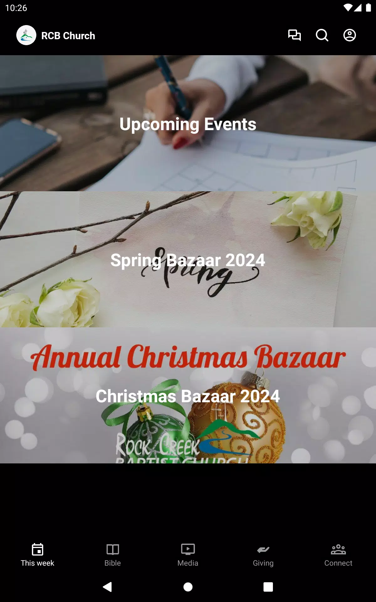 RCB Church App Screenshots