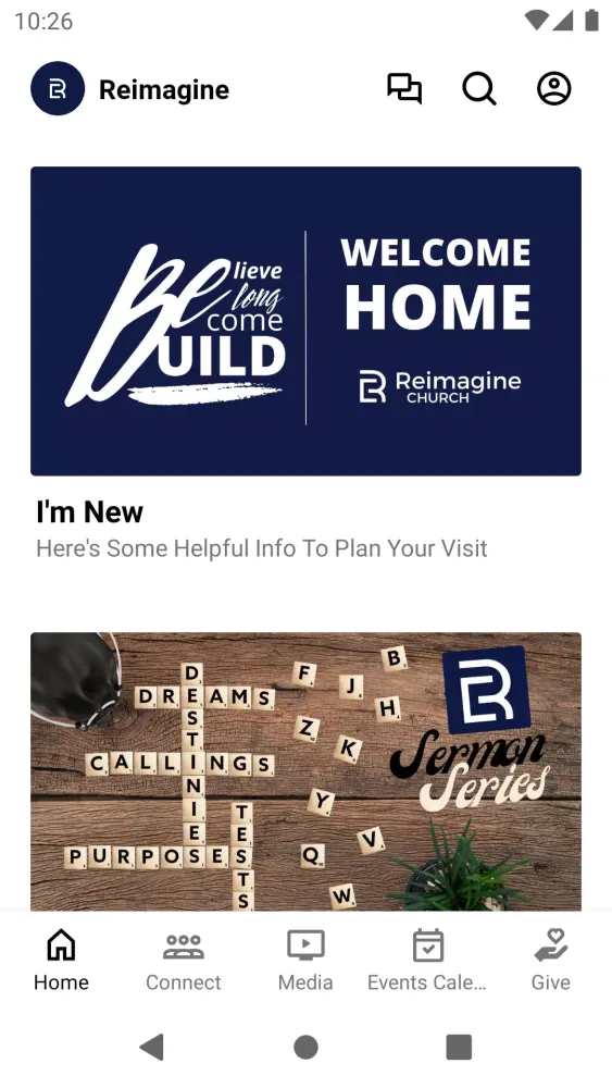 Capturas de tela do Reimagine Church