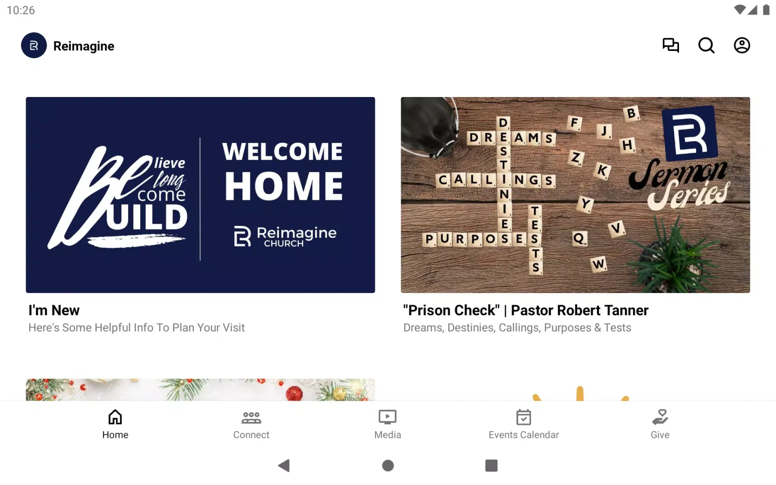Capturas de tela do Reimagine Church