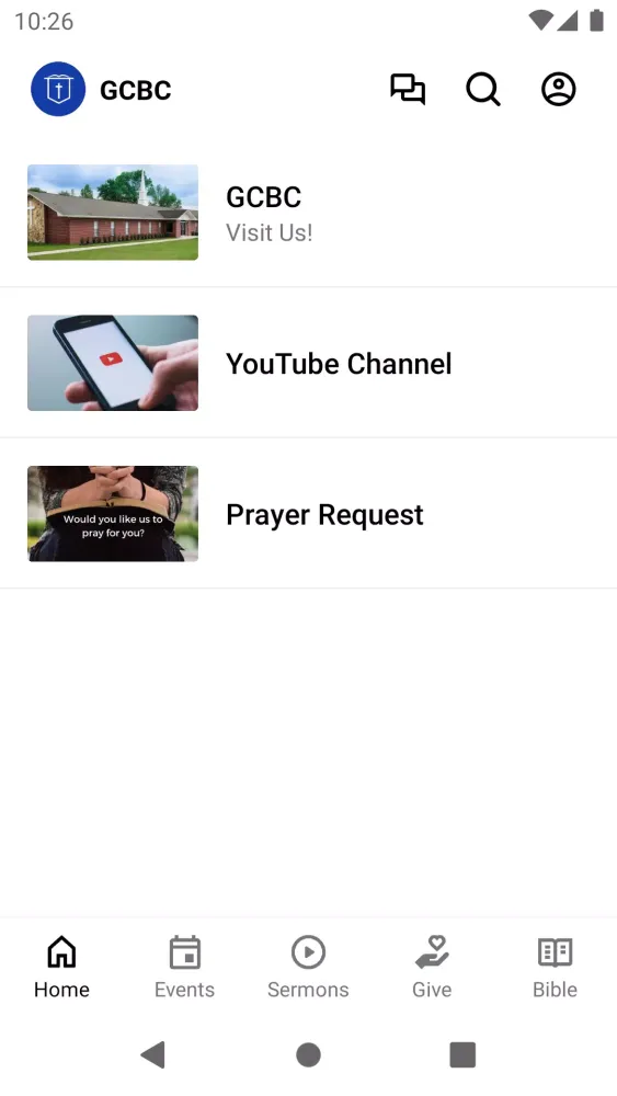 Capturas de tela do GC Bible Church Tomball