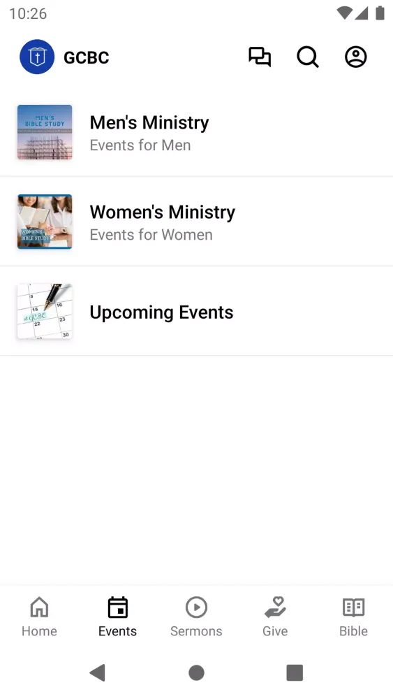 Capturas de tela do GC Bible Church Tomball