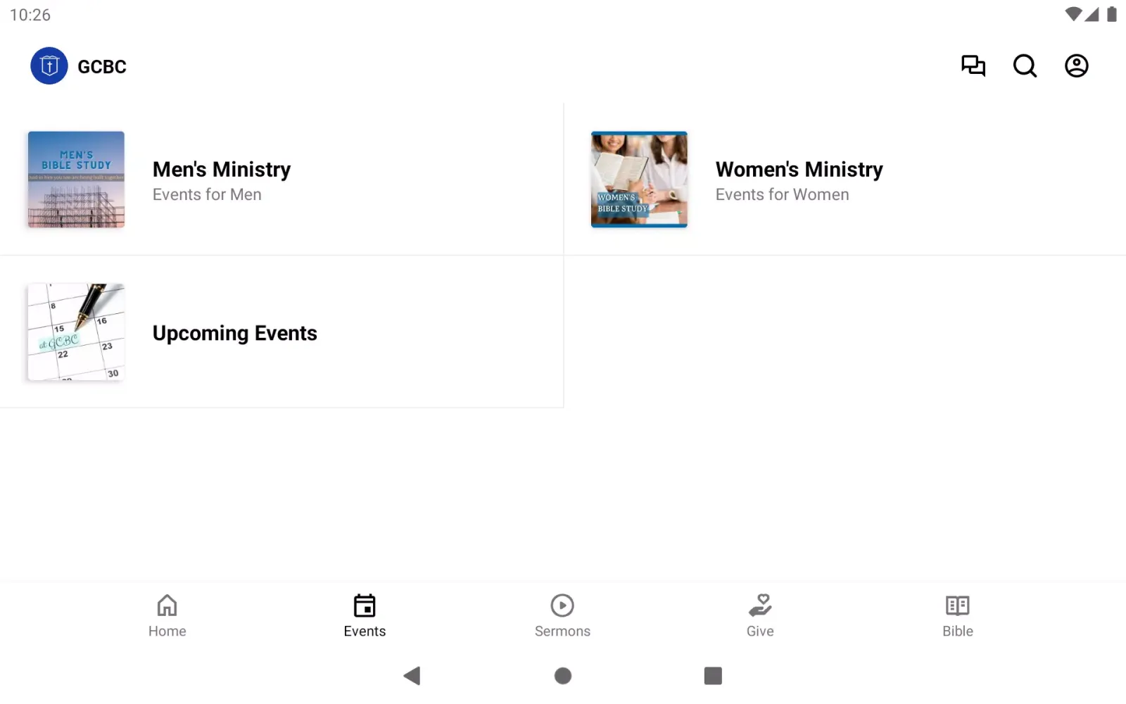 Capturas de tela do GC Bible Church Tomball