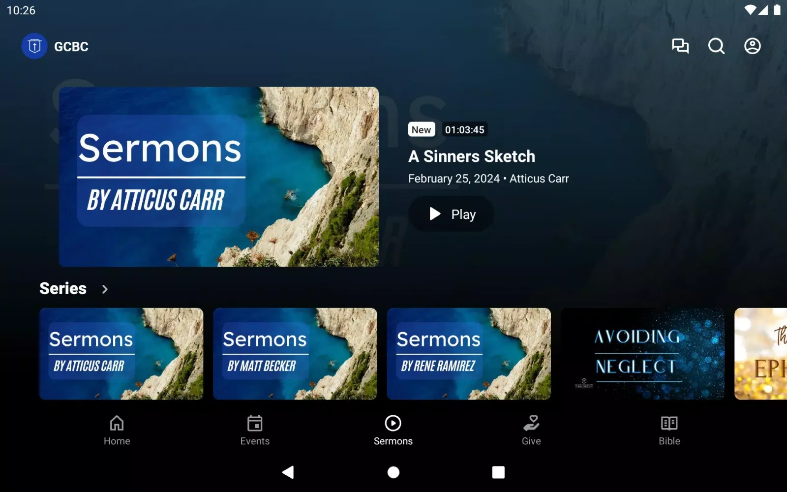 Capturas de tela do GC Bible Church Tomball