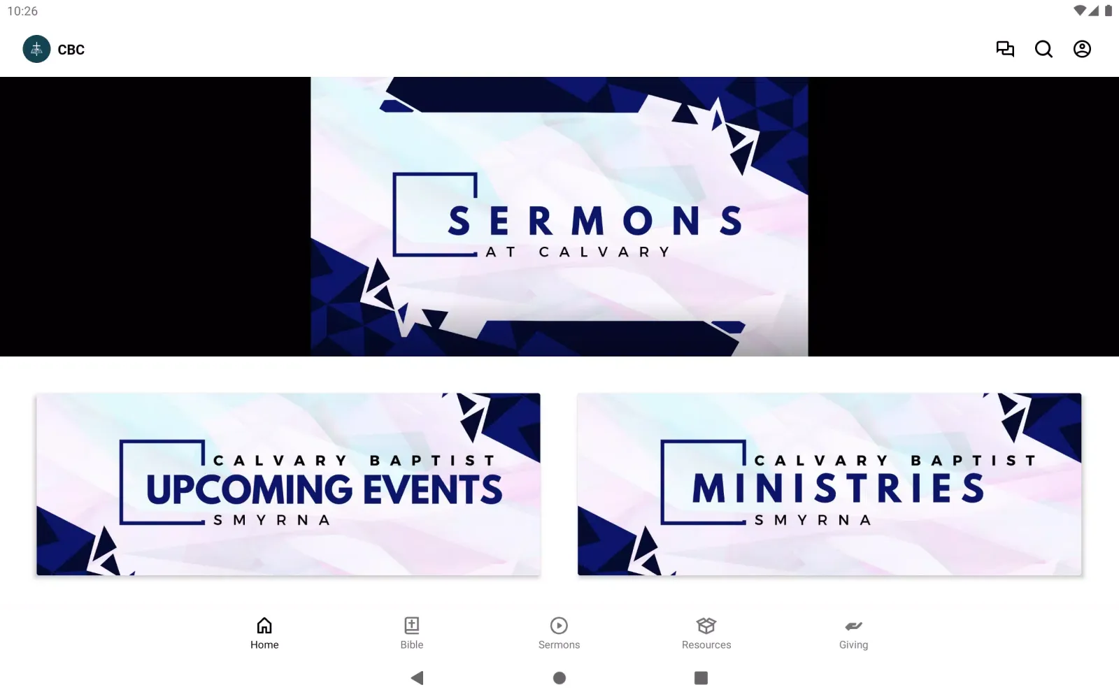 Capturas de tela do CBC Smyrna