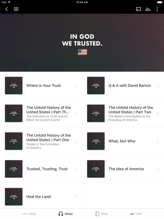 Ảnh chụp màn hình của True North Church iPad 