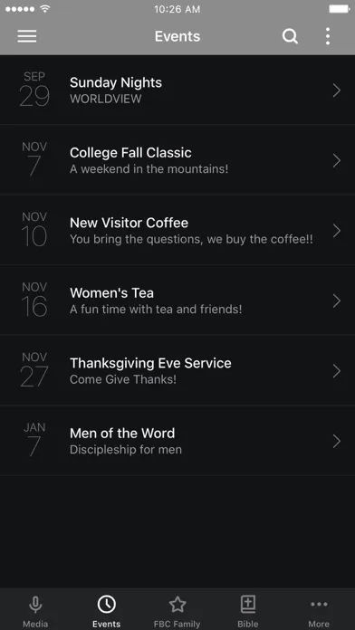 Capturas de pantalla de Faith Bible Church App