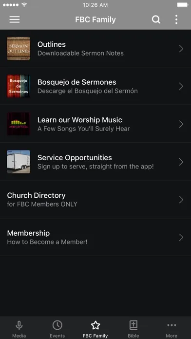Capturas de pantalla de Faith Bible Church App