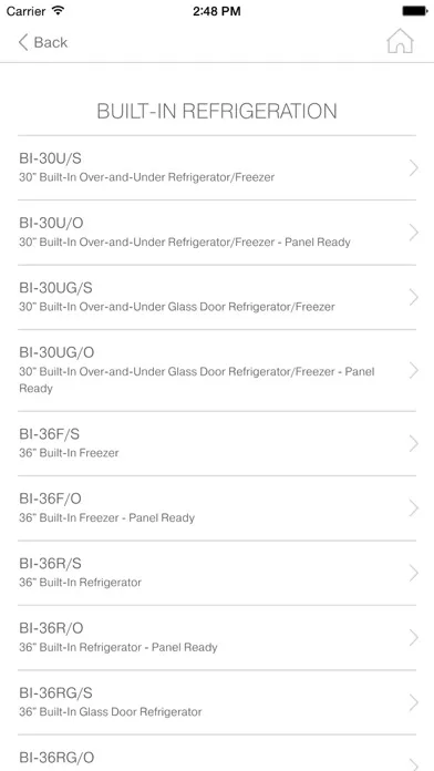 Tangkapan skrin Sub-Zero and Wolf Spec App