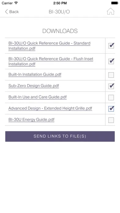 Tangkapan skrin Sub-Zero and Wolf Spec App
