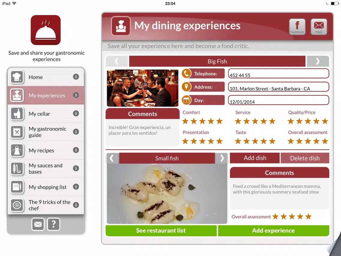 Gourmet: Organize your top recipes & restaurants iPad  Screenshots