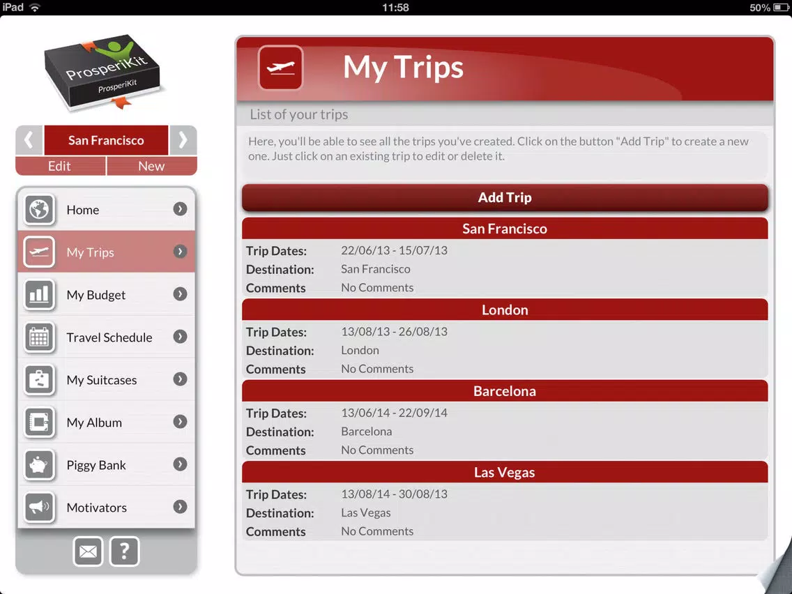 My Trip: To best organize your journeys iPad  Screenshots