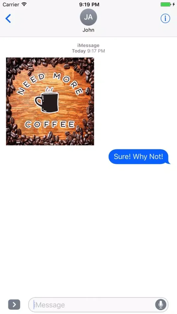 Capturas de tela do Coffee First Stickers