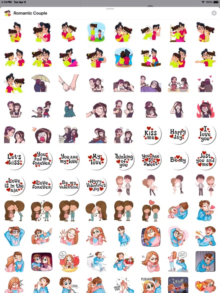 Romantic Couple Emoji Stickers iPad 应用截图