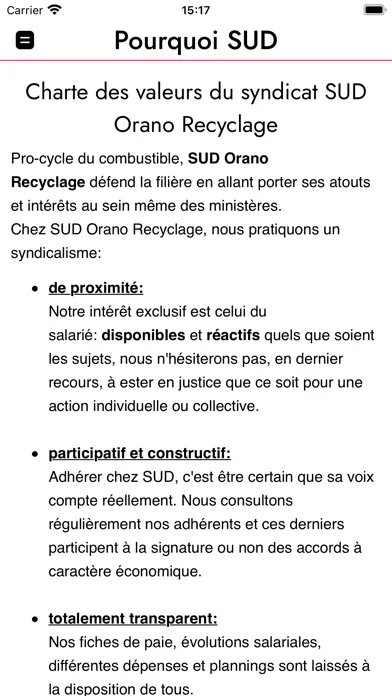Capturas de tela do SUD Orano Recyclage