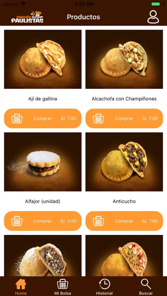 Capturas de tela do Empanadas Paulistas