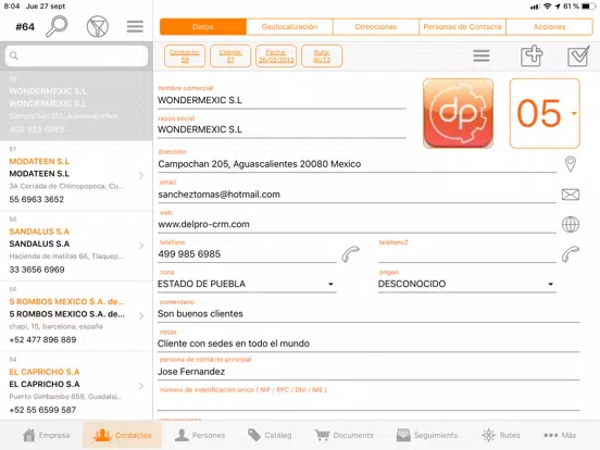 Tangkapan layar Delpro(CRM) iPad 