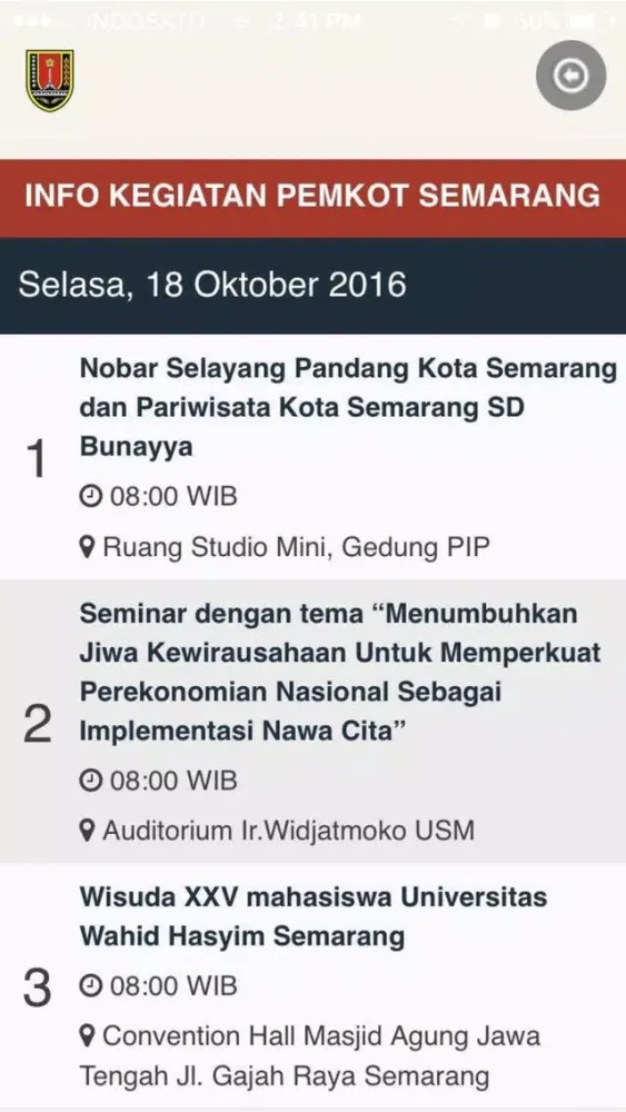 Capturas de tela do Kegiatan Semarang