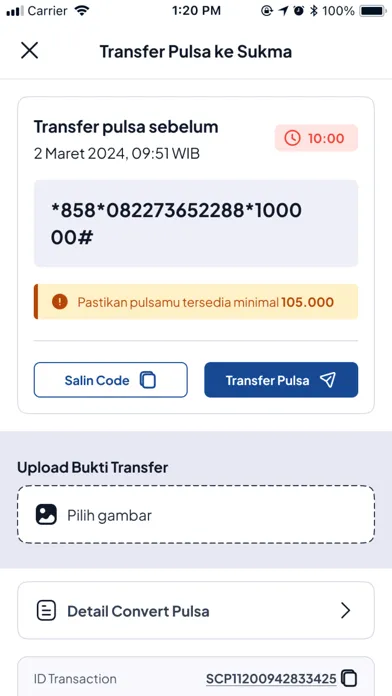 Screenshot di Sukma Convert Pulsa