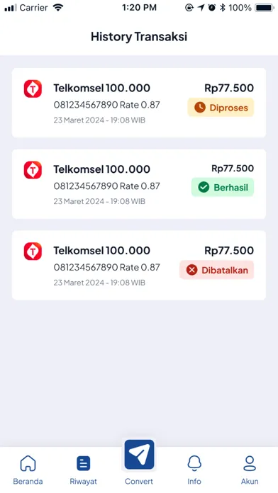 Screenshot di Sukma Convert Pulsa