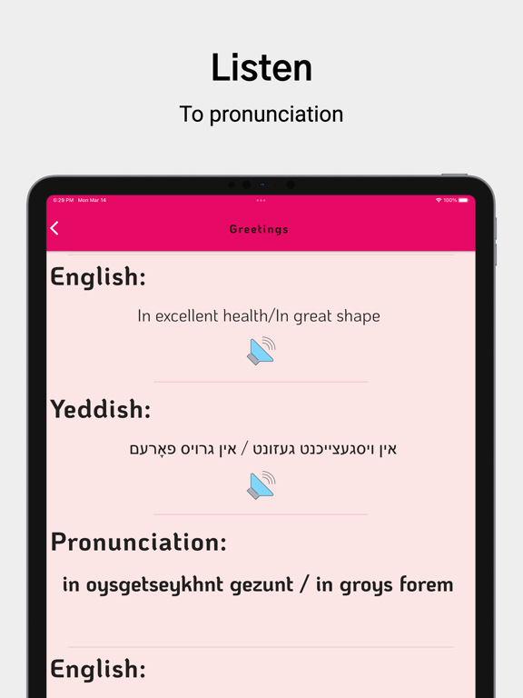 Learn Yiddish For Beginners iPad 应用截图