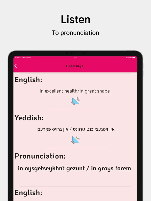 Learn Yiddish For Beginners iPad  스크린샷