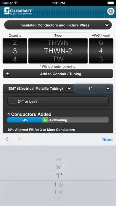 ภาพหน้าจอของ Conduit Fill Tracker