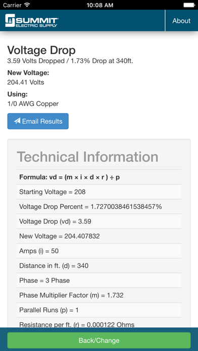 Voltage Drop Calculator Summit স্ক্রিনশট