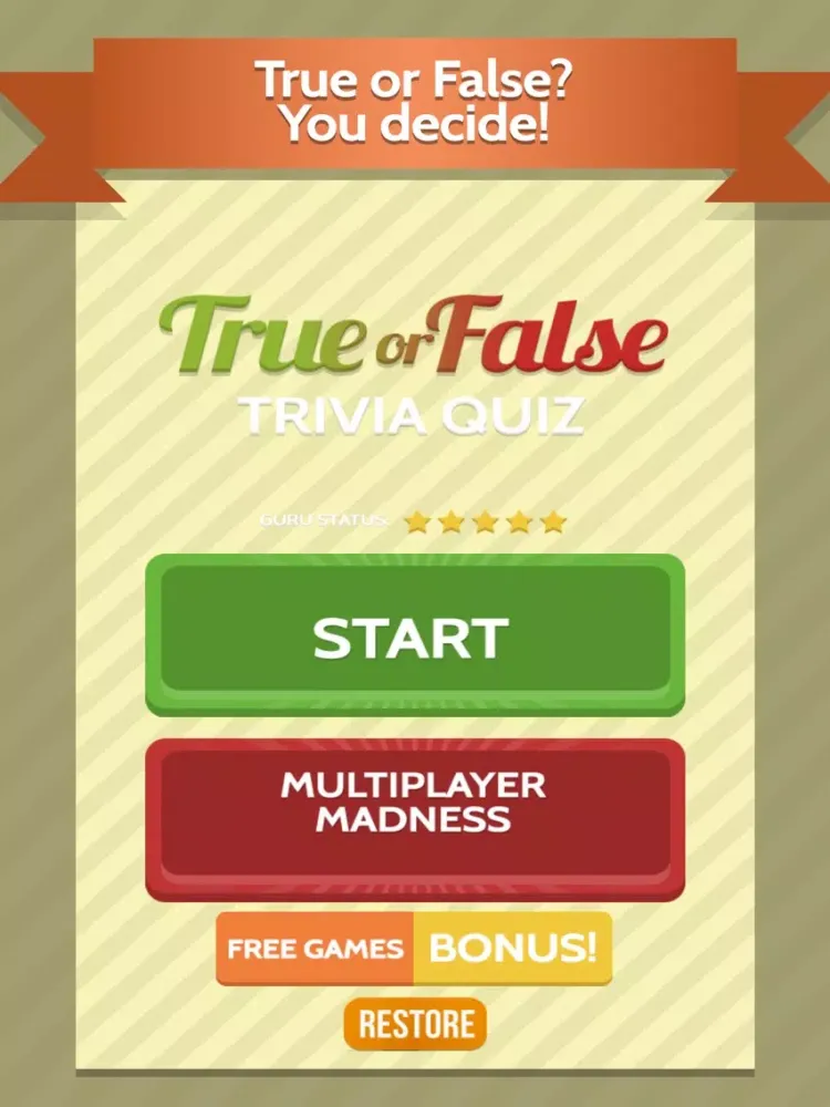 تصاویر True or False trivia quiz iPad 