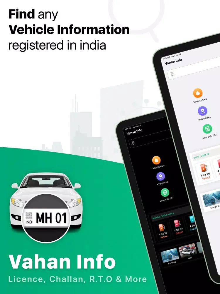Tangkapan skrin RTO Vehicle Information: India iPad 