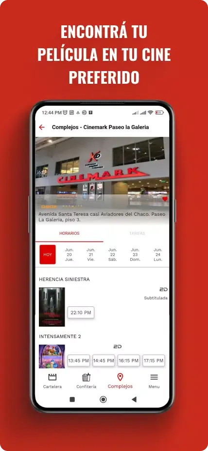 Tangkapan layar Cinemark Paraguay