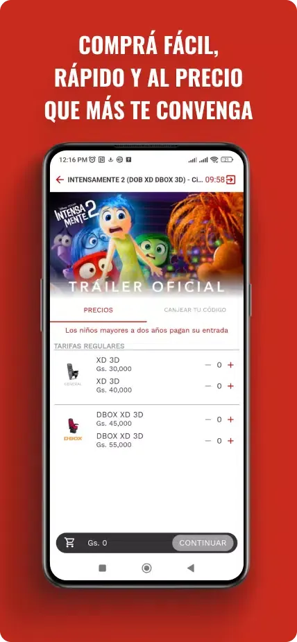 Tangkapan layar Cinemark Paraguay