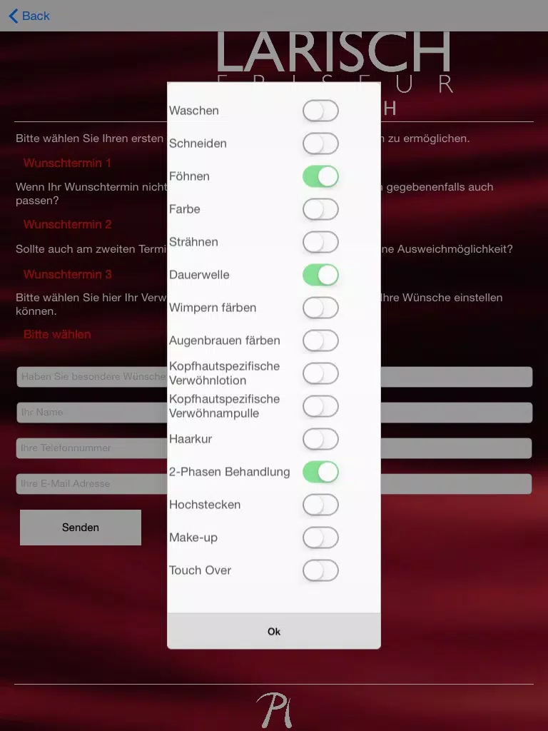 Tangkapan skrin Friseur Larisch iPad 