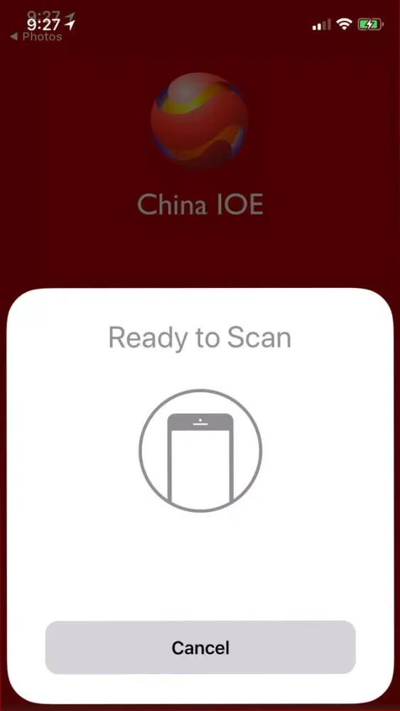 Ảnh chụp màn hình của China IoE NFC Scanner