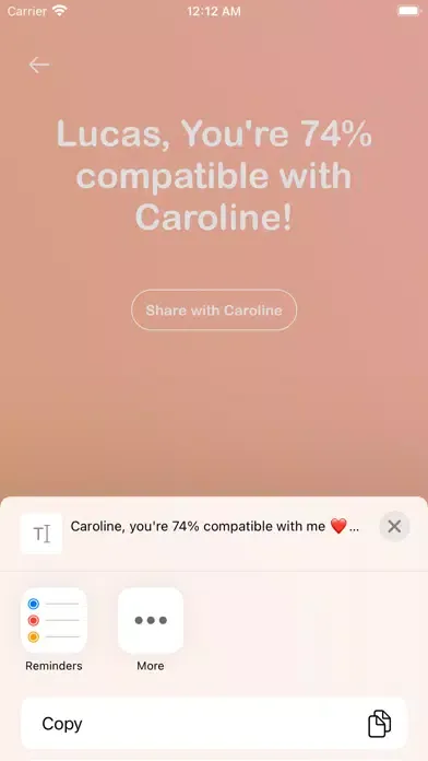 Tangkapan layar Love Calculator app