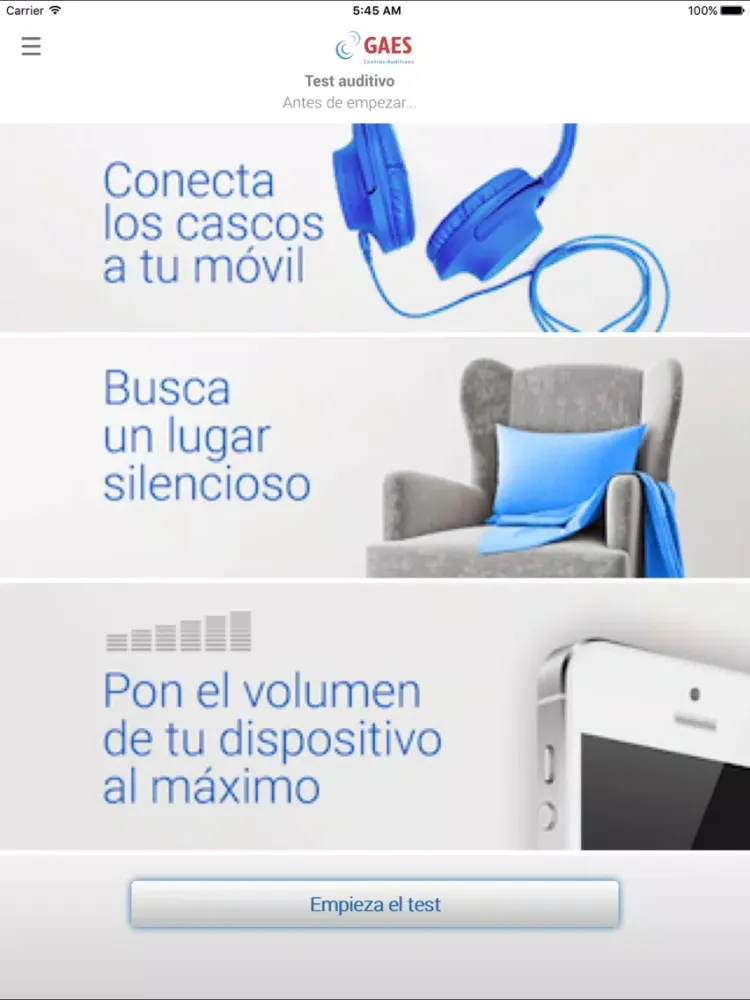 GAES - Test Auditivo iPad  Screenshots