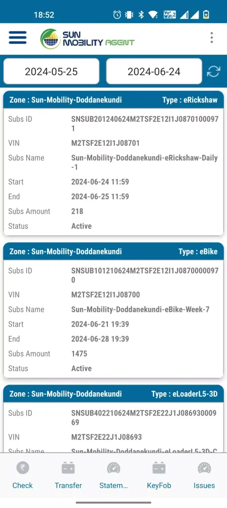 SUN Mobility Agent App Ekran Görüntüleri