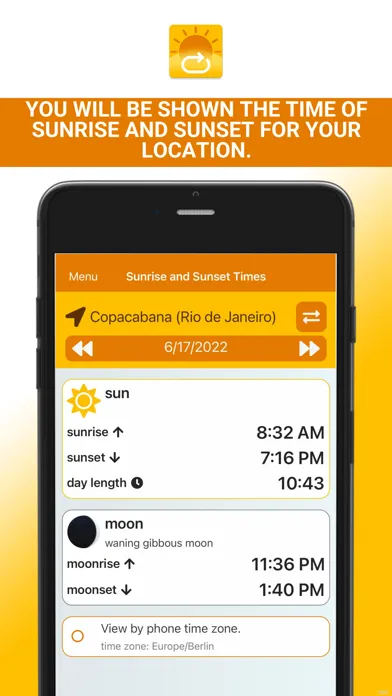 Capturas de tela do Sunrise and Sunset Easy